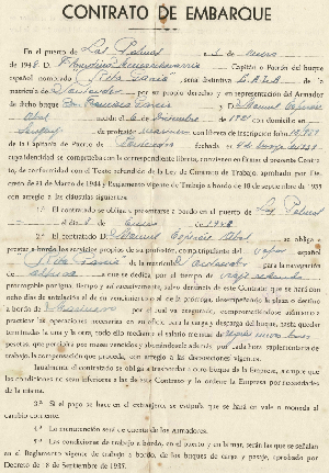Contrato de Embarque - Colección de Carlos M. Esperón Contrato de Embarque - Colección de Carlos M. Esperón